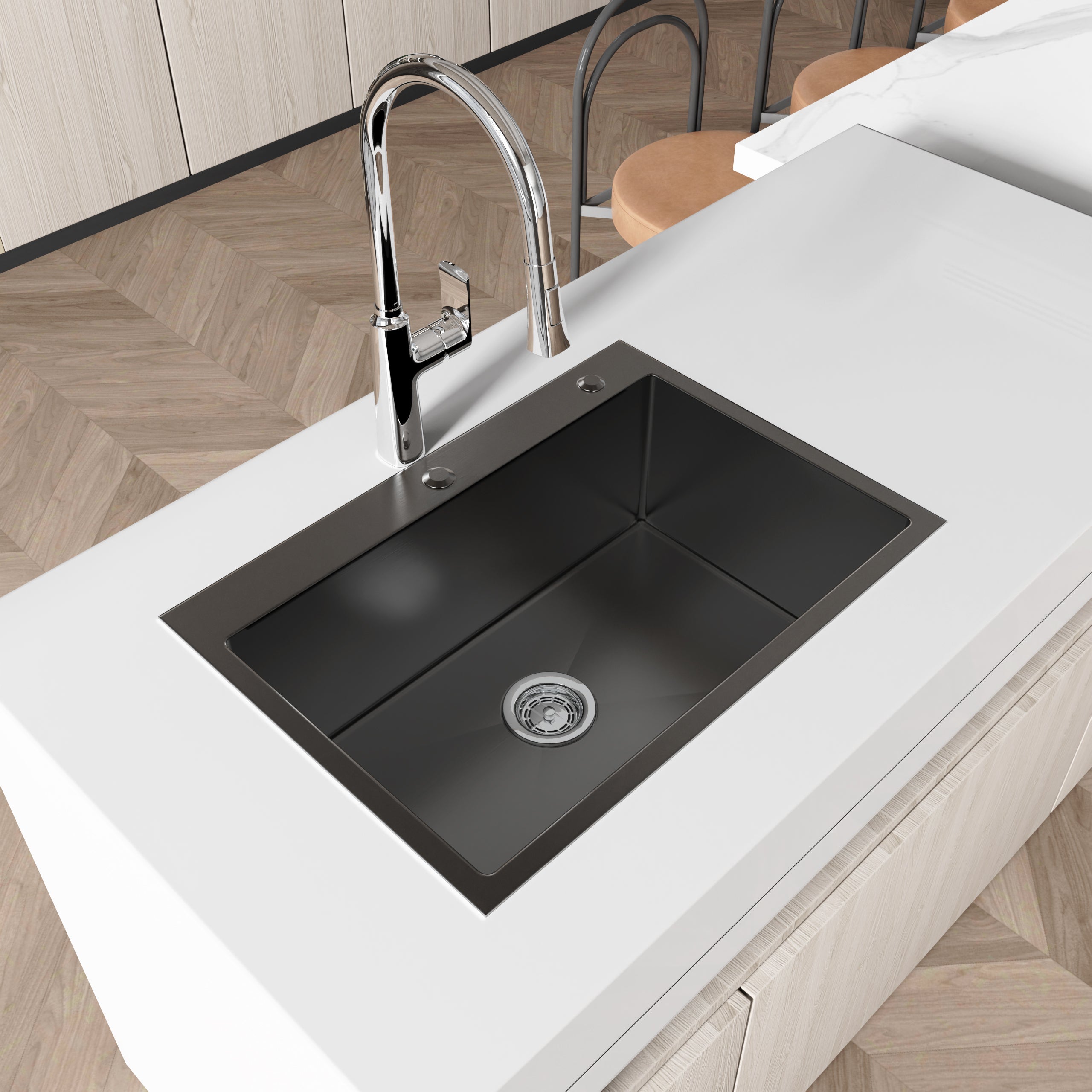 Stainless Steel Kitchen Sink - 27"x19" Single Bowl