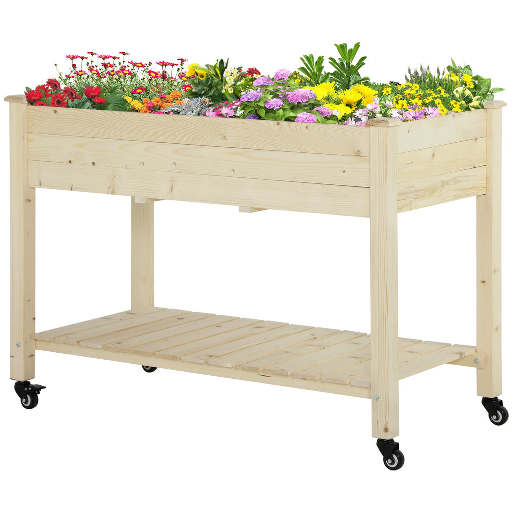 Outsunny Raised Garden Bed with Lockable Wheels