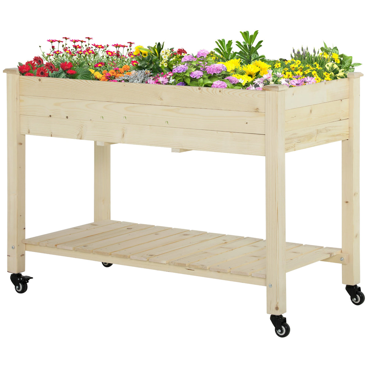 Outsunny Raised Garden Bed with Lockable Wheels