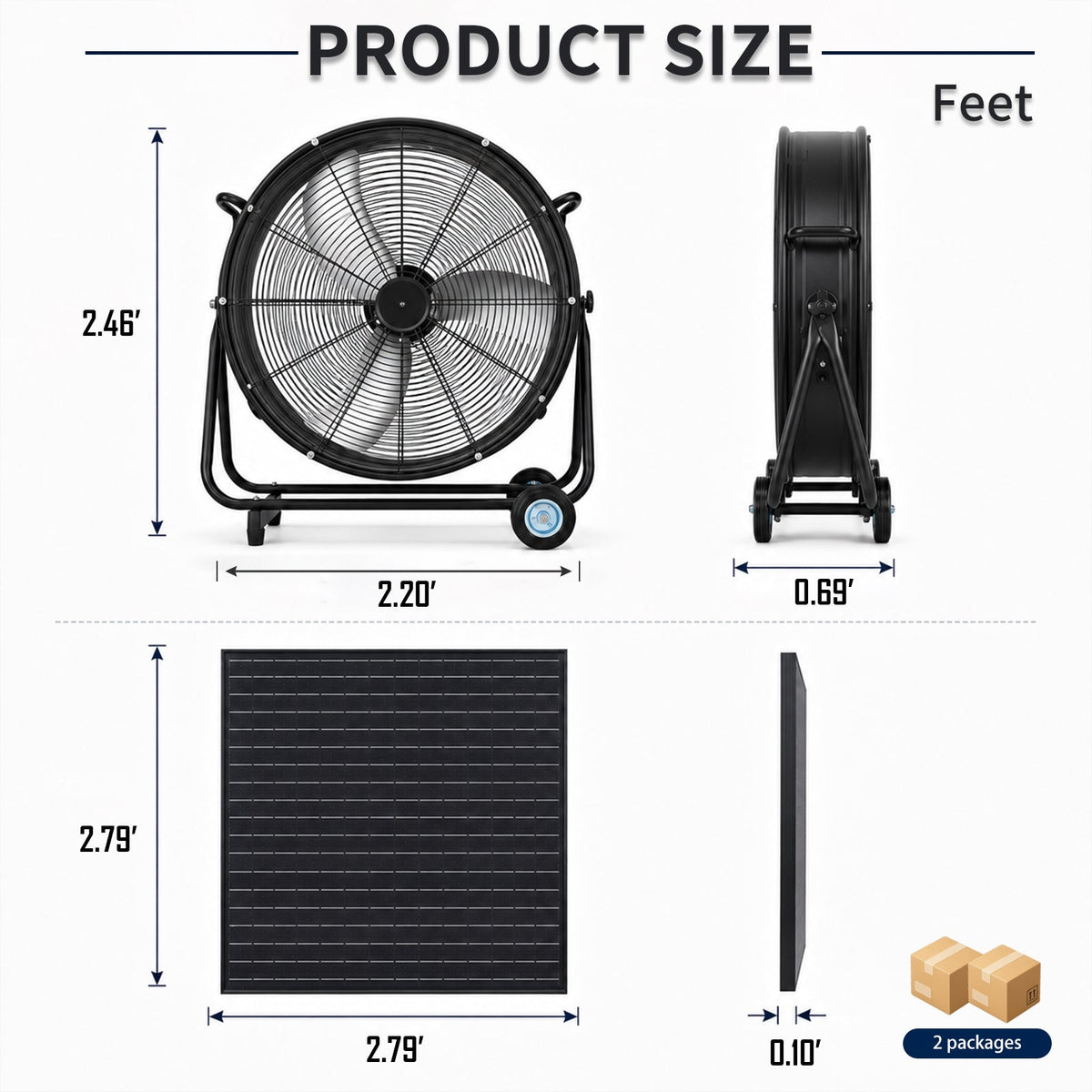24 Inch Solar Floor-Standing Fan