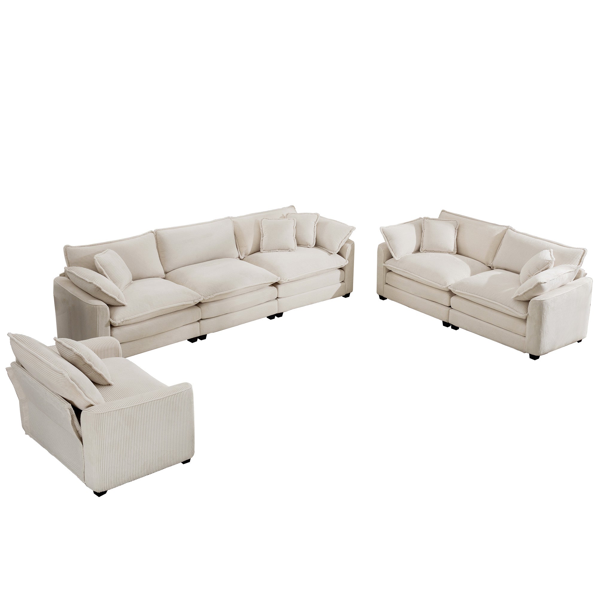 Modern Fabric Living Room Sofa 2-Piece Set