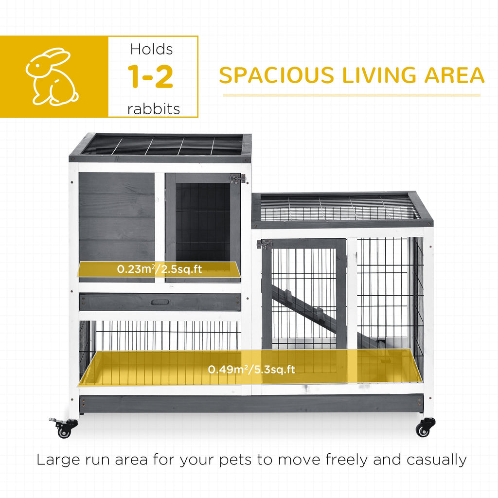 PawHut Wooden Rabbit Hutch Elevated Bunny Cage