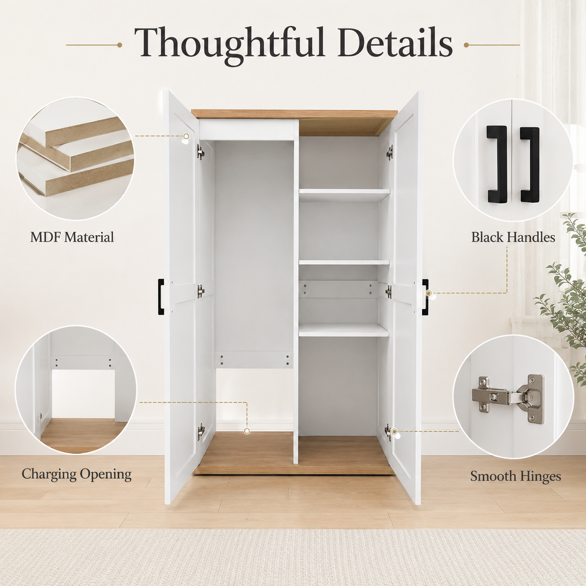 55.1" Tall Wooden Vacuum Storage Cabinet