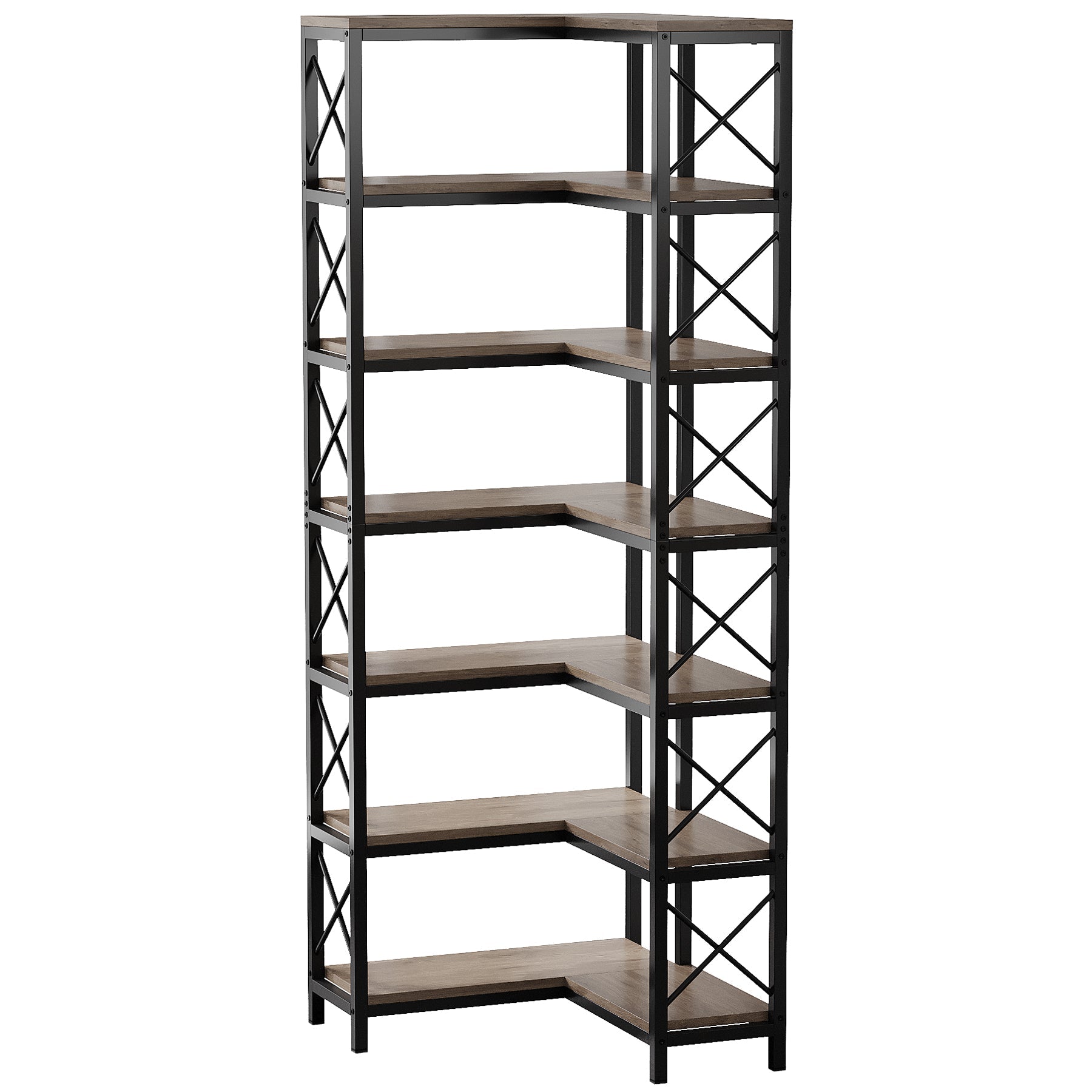 79.53" Tall 7-Tier Large Corner Bookshelf