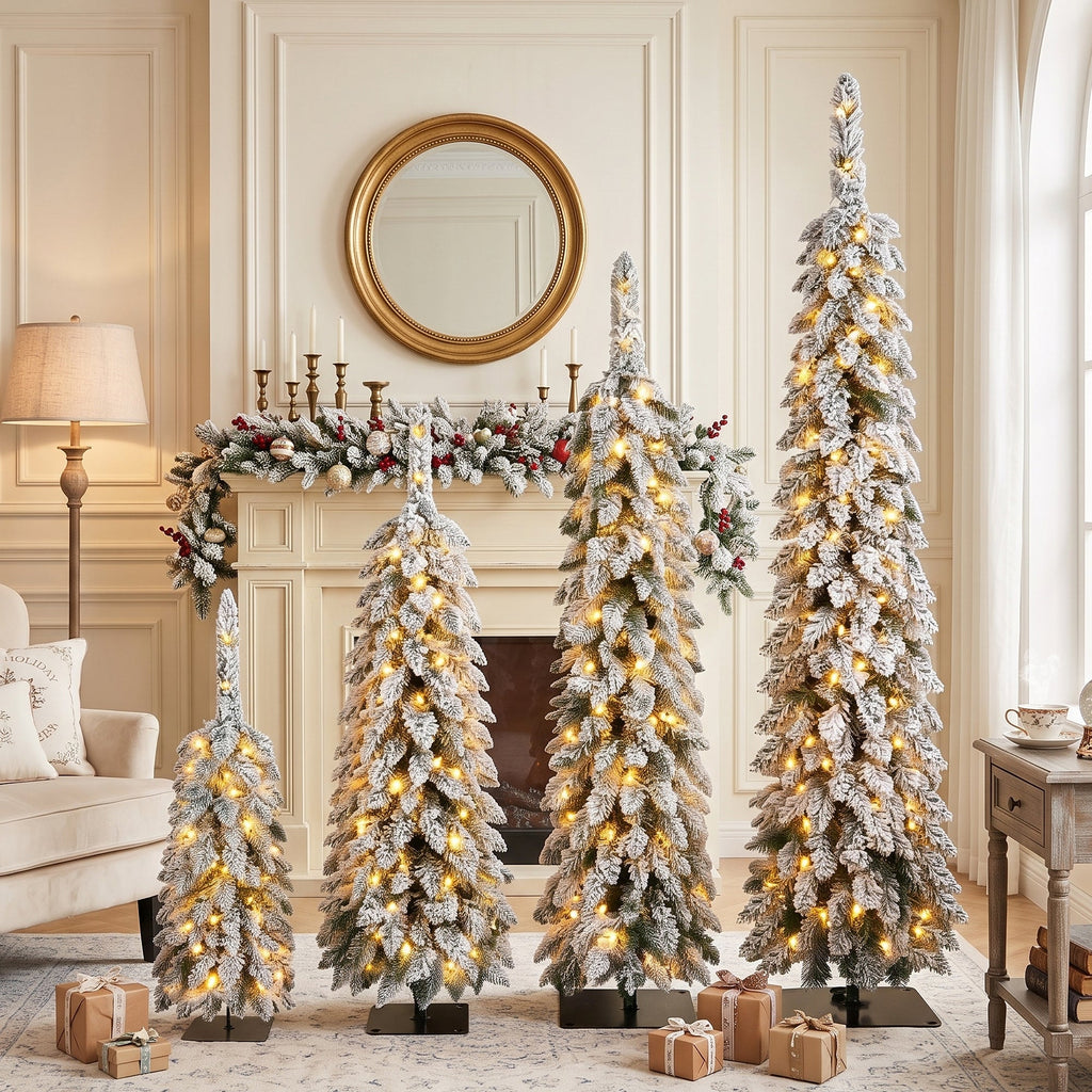 4 Pack Pre-Flocked Christmas Trees