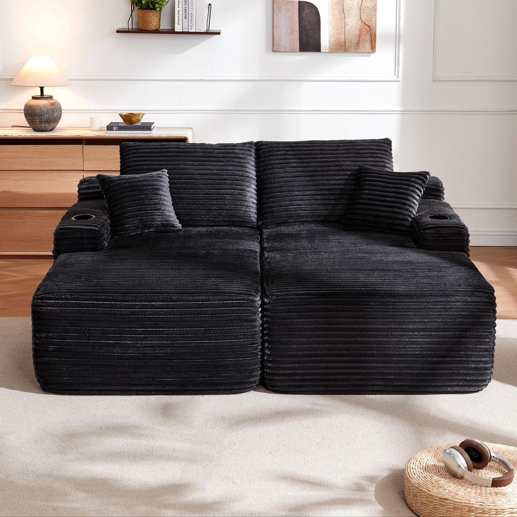 69" Cloud Sectional Couch, L-Shape Chaise with R-Shape Chaise