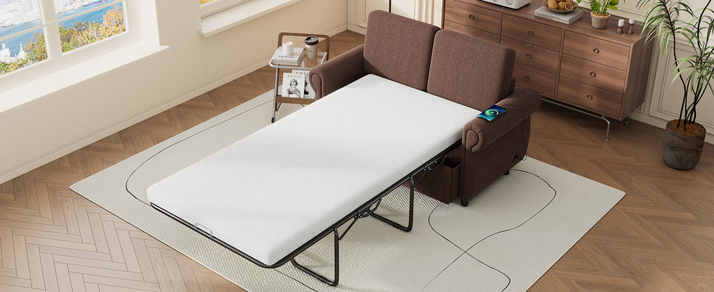 57.9" Orisfur Pull Out Sofa Bed Loveseat