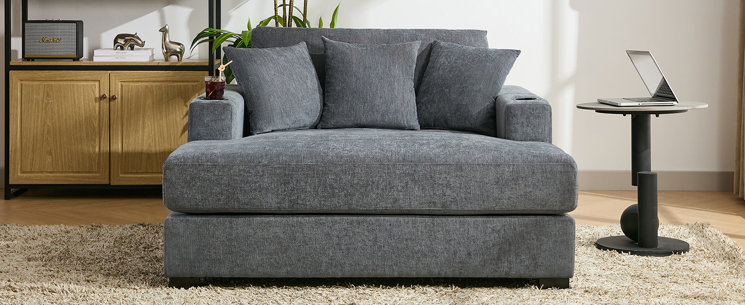 55" Oversized Chaise Lounger Modern Style Sofa Couch