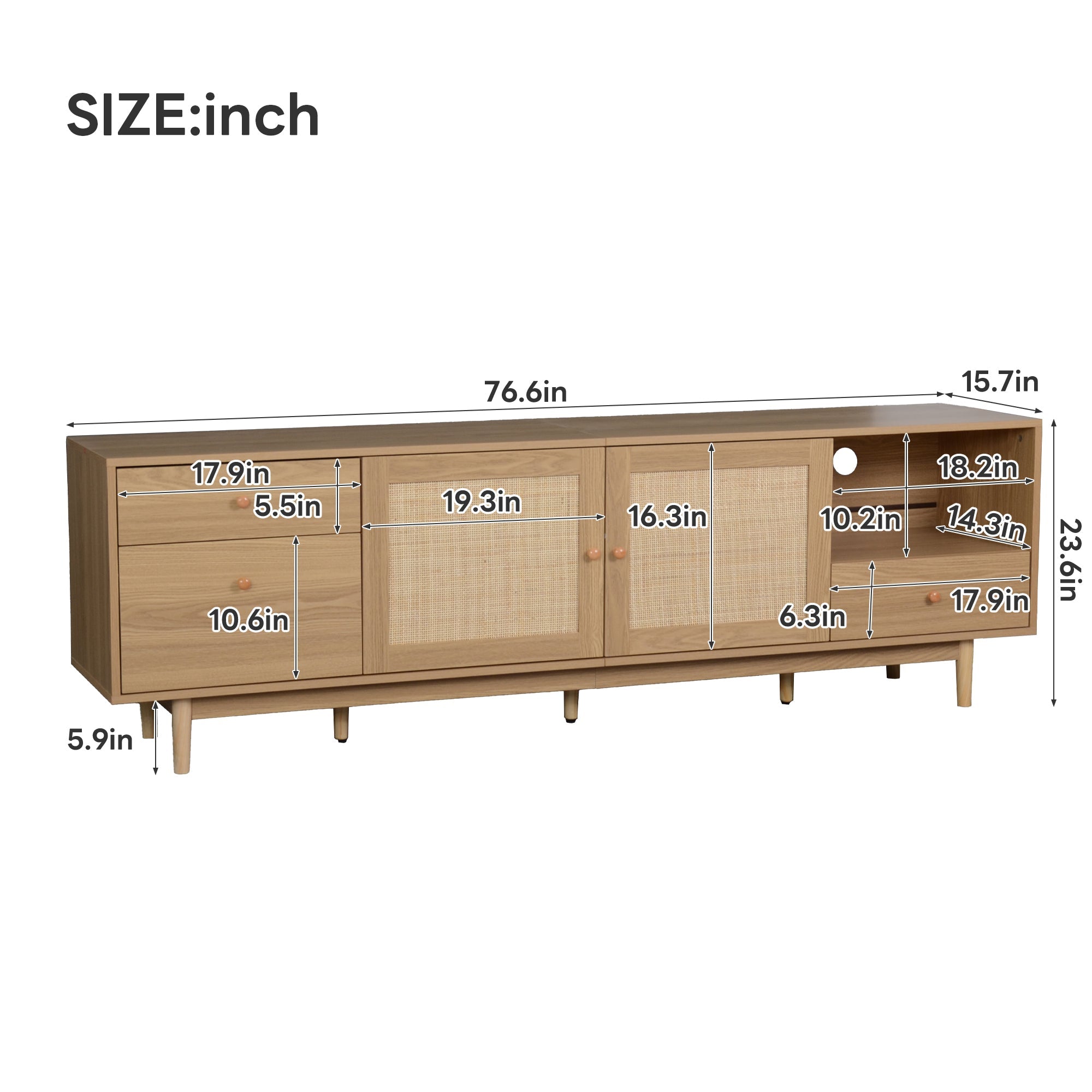 Boho TV Stand for 65, 75, 85 Inch TV