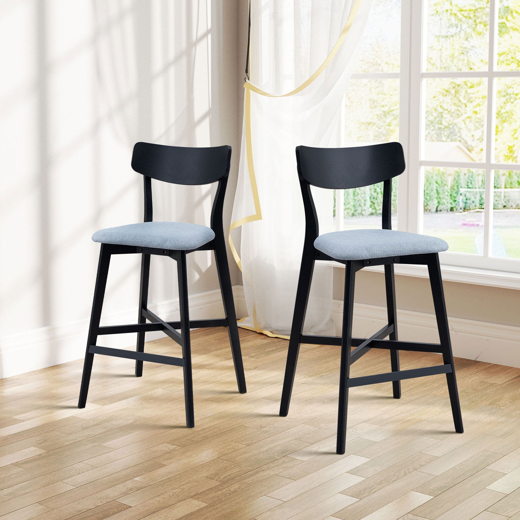 Wooden Bar Chairs Set of 2