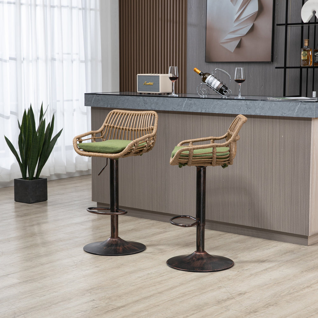 Modern Swivel Bar Stools Set of 2 Adjustable Counter Height Chairs