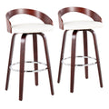 Mid-Century Modern Barstool with Swivel in Cherry