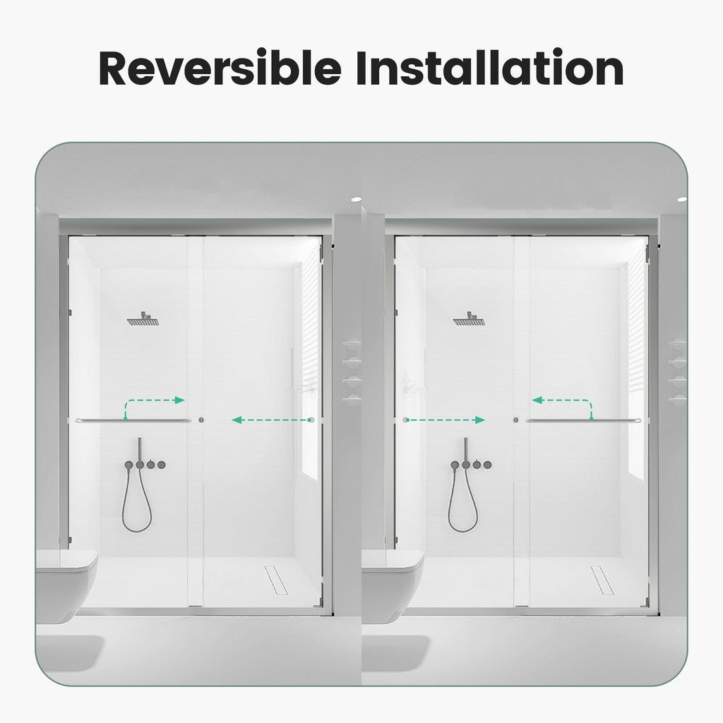 44"-48"W x 72"H Semi-Frameless Double Sliding Shower Door