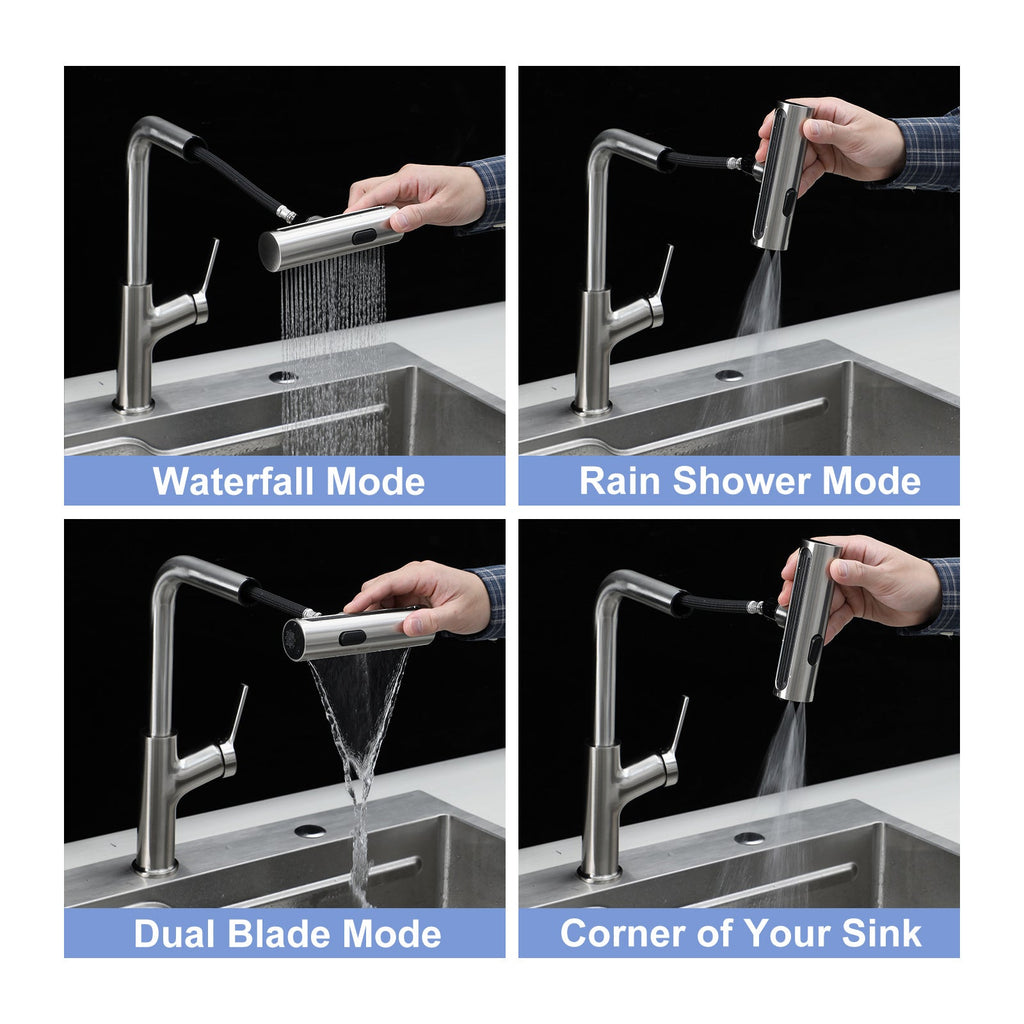 30" Drop-in Kitchen Sink with Pull-out Faucet and Soap Dispenser