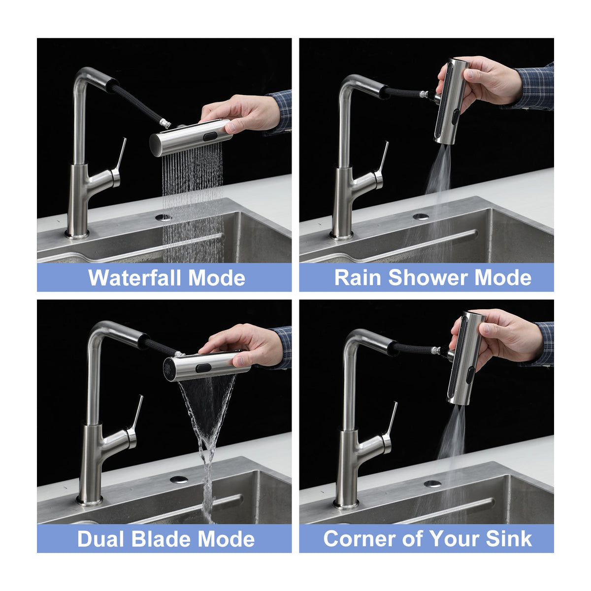 30" Drop-in Kitchen Sink with Pull-out Faucet and Soap Dispenser