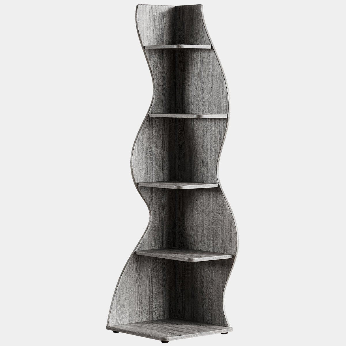 69.8" Height 5-Tier Wavy Corner Bookshelf