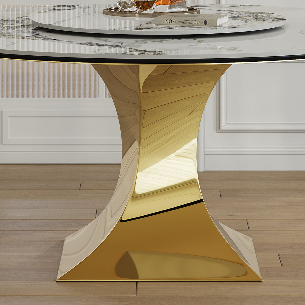59" Round Sintered Stone Dining Table Set