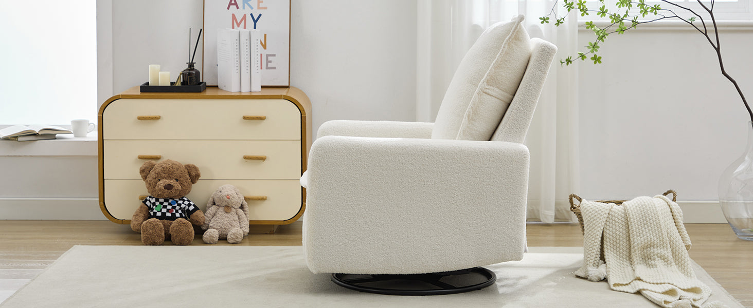 Swivel Rocker Recliner Chair, Teddy Fleece