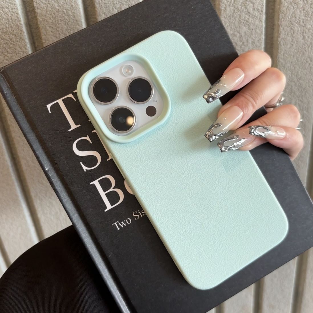 Lychee-pattern Matte Phone Case Solid Color