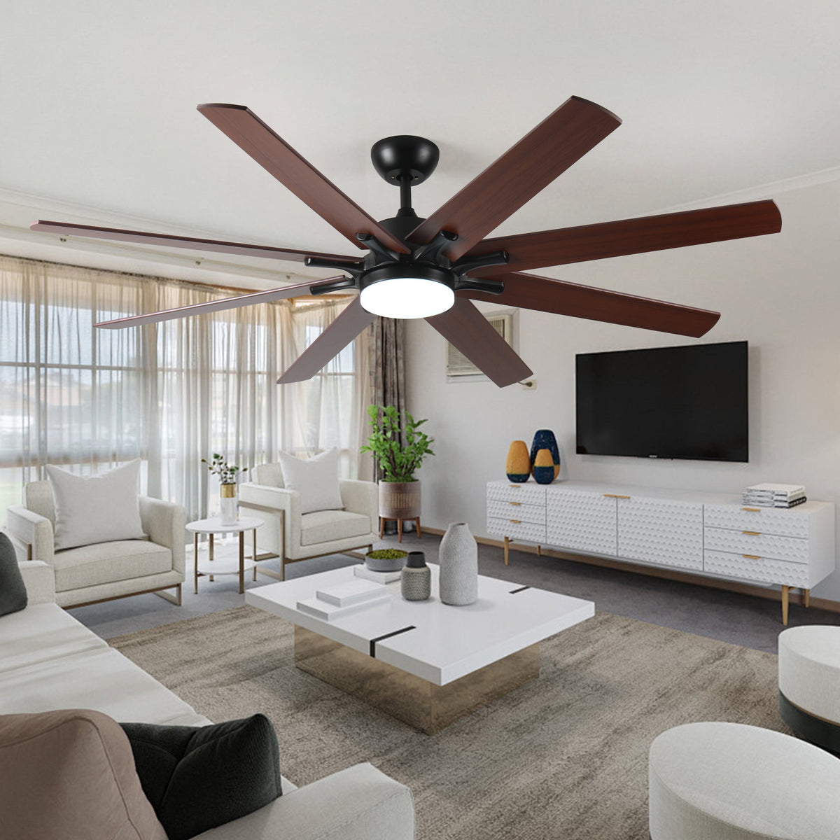 72 Inch Large Ceiling Fan with Lights and Remote Control