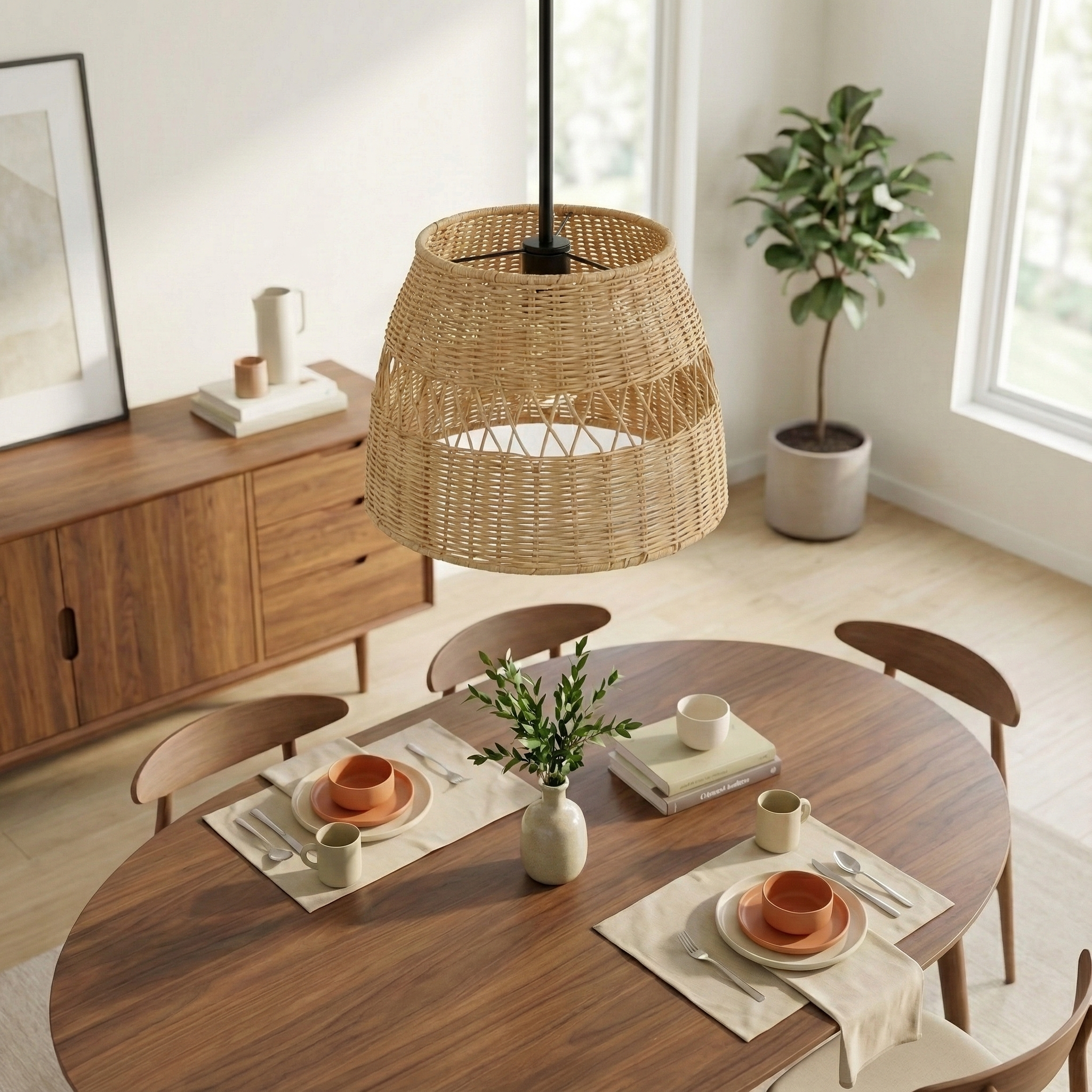 Essence Single Lights Pendant With Rattan Shade