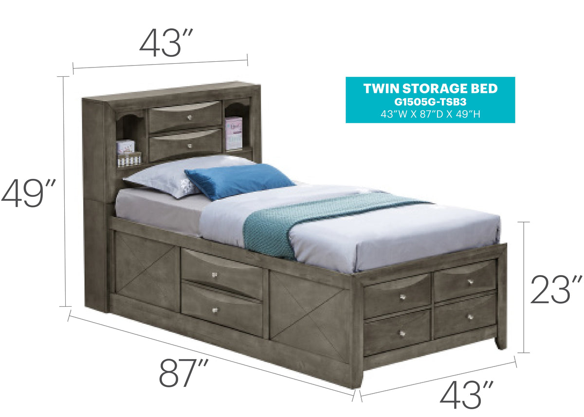 Stylish Contemporary Twin Bed With Storage