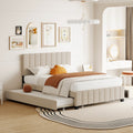 Queen Size Velvet Upholstered Platform Bed with 2 Drawers and Trundle