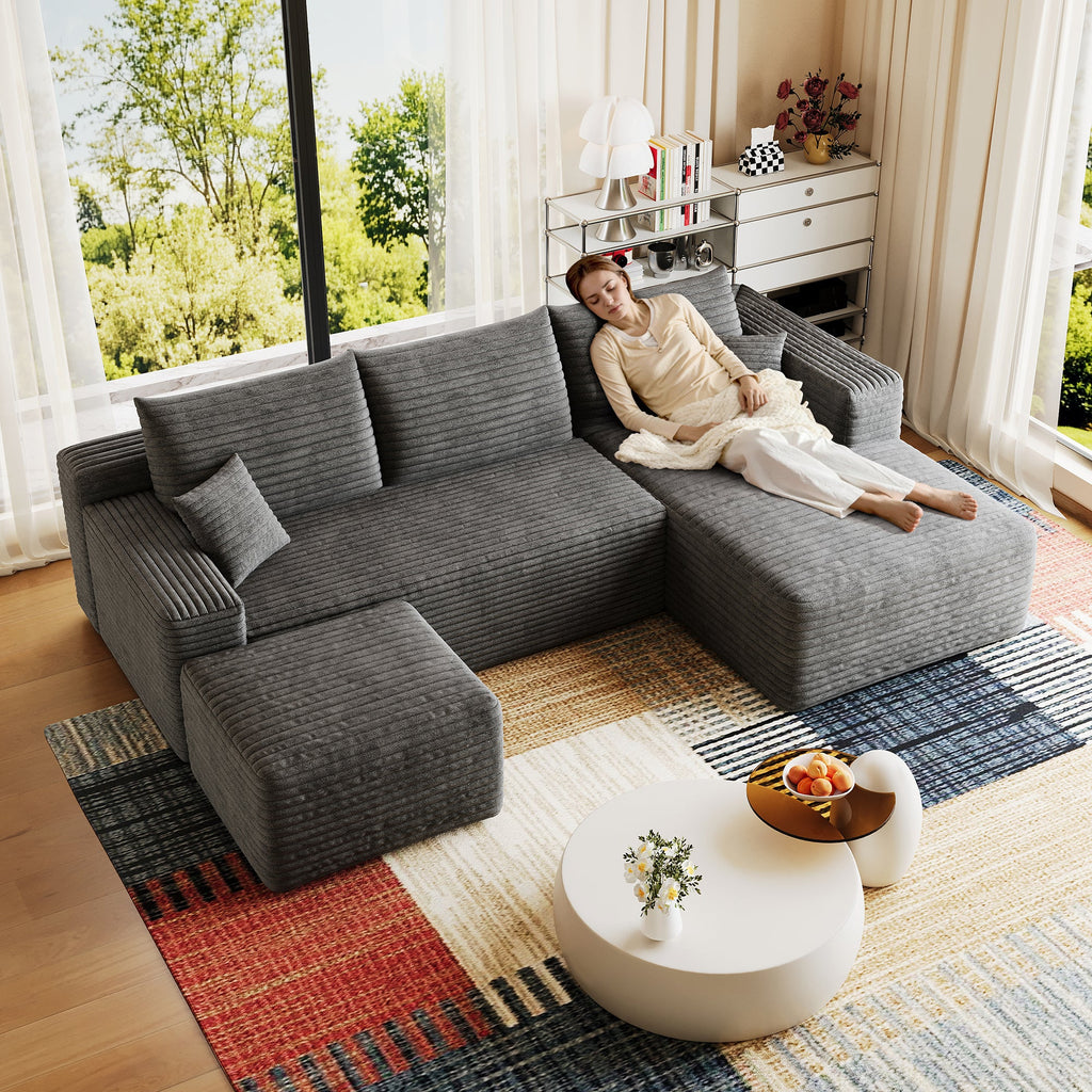 95" Cloud Sectional Sofa with 1 Ottoman
