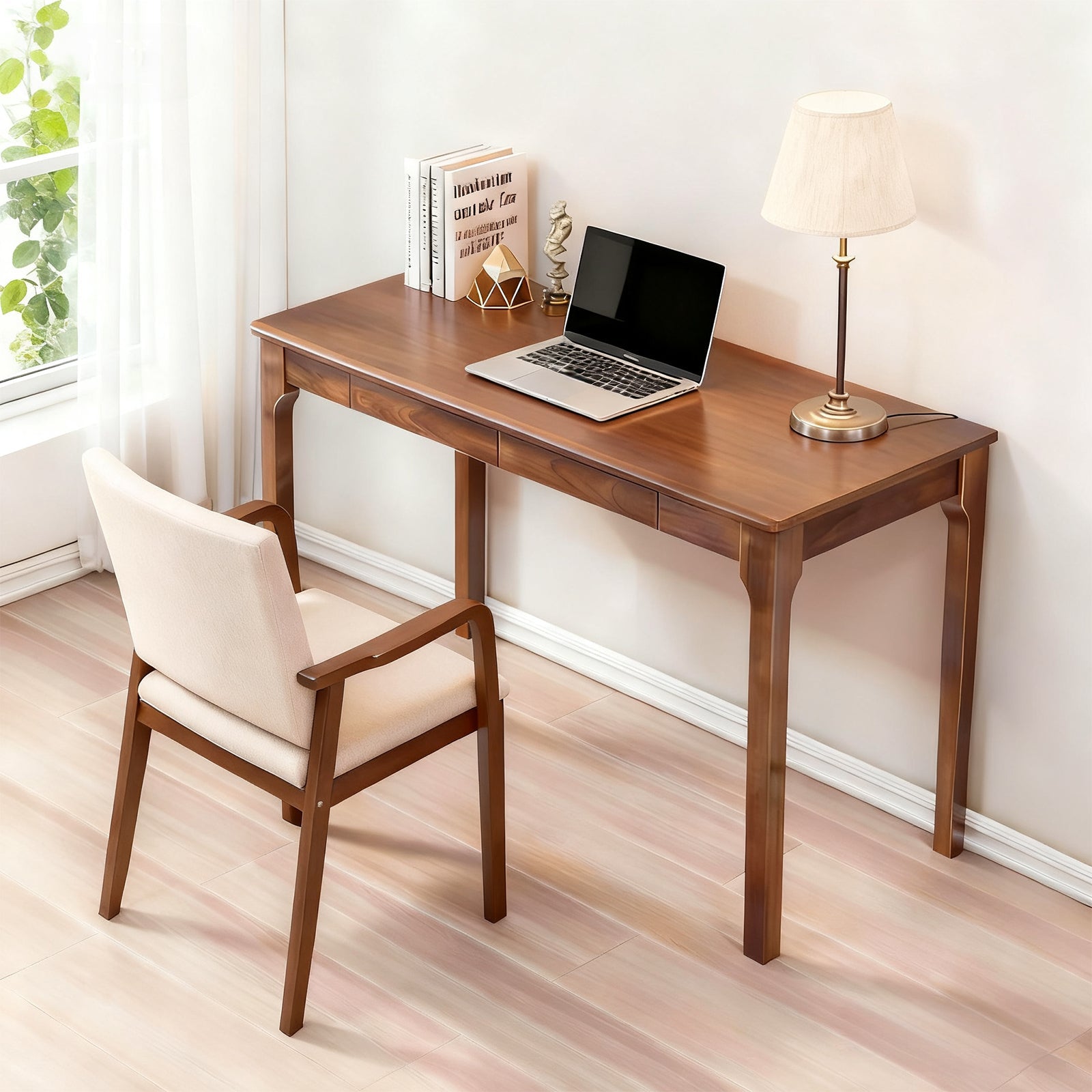 Solid Wood Desk with Drawers, Standing Desk