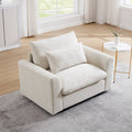 Beige Corduroy Deep Seat Accent Chair