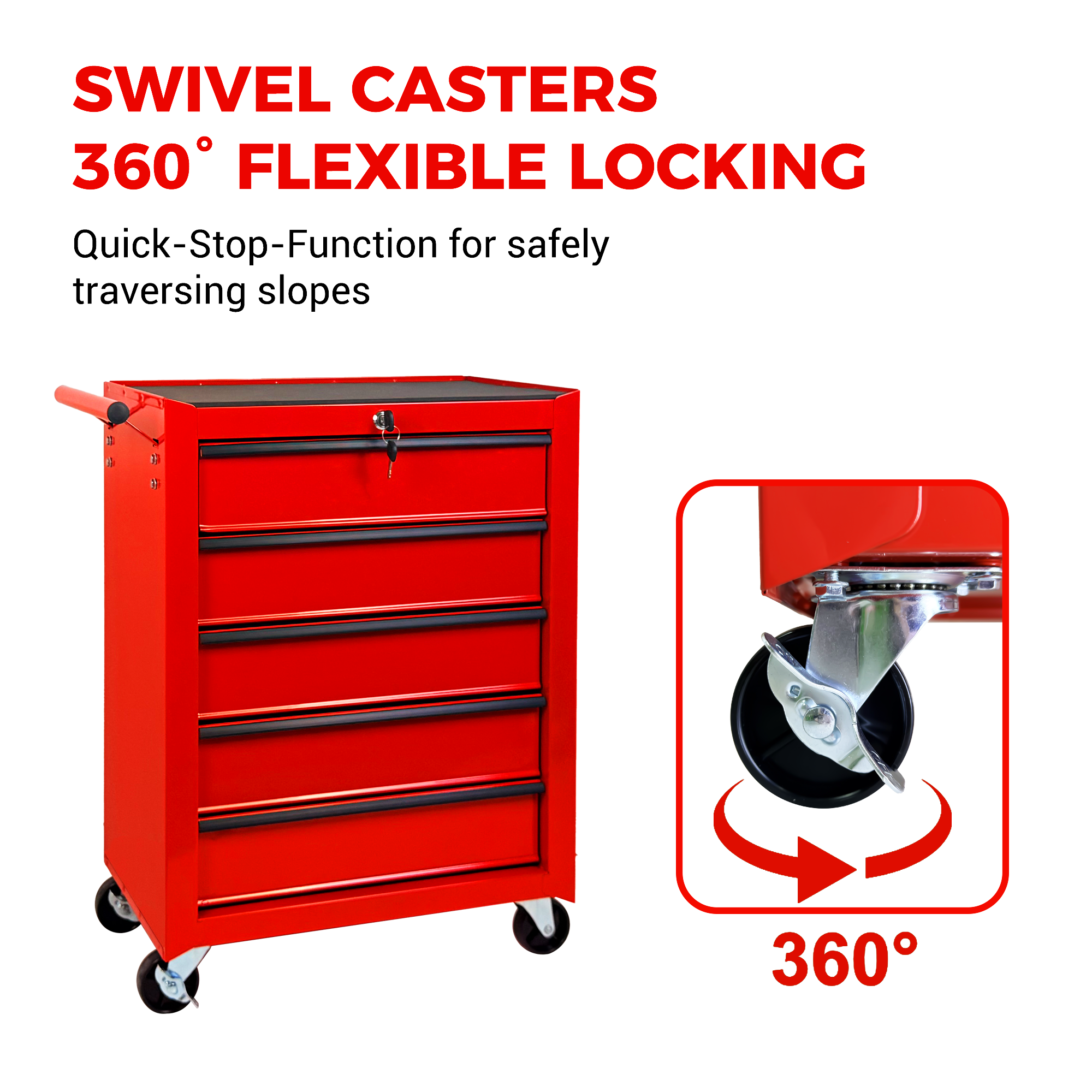 Rolling Metal Tool Chest with 5 Drawers
