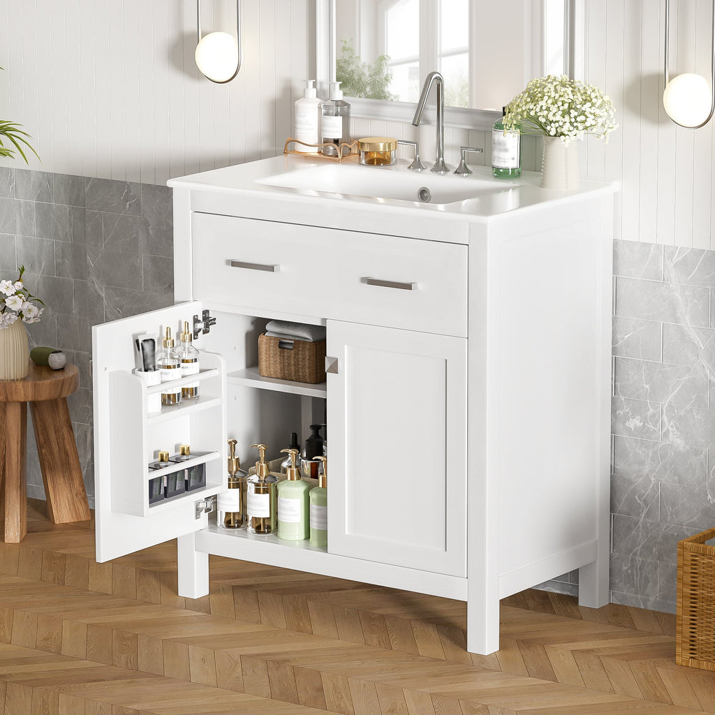 30-Inch Bathroom Vanity with Ceramic Sink, Modern