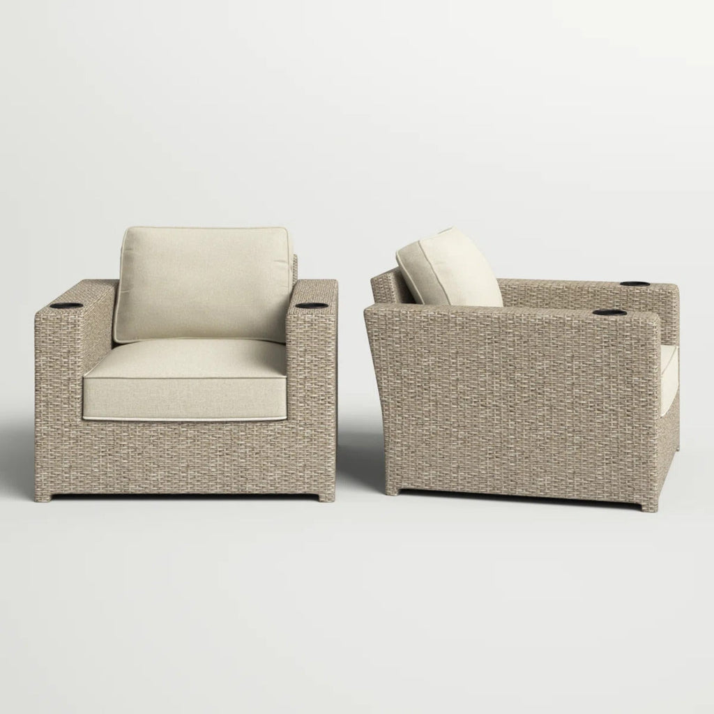 Fully Assembled Outdoor Lounge Chairs with Cushions, Set of 2