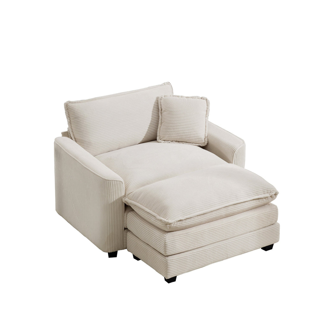 Comfortable Single Chair Deep Seat Sofa With Footstool