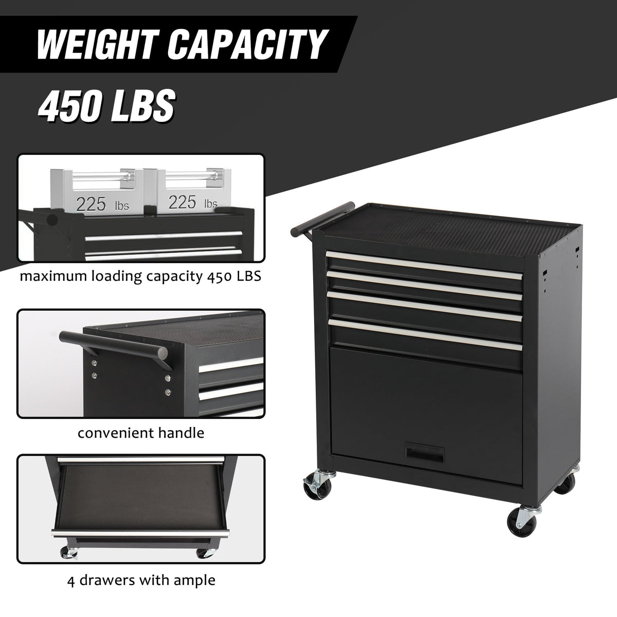4-Drawer Rolling Tool Chest with Wheels