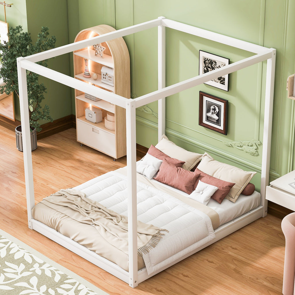 Queen Size Canopy Platform Bed with Support Legs