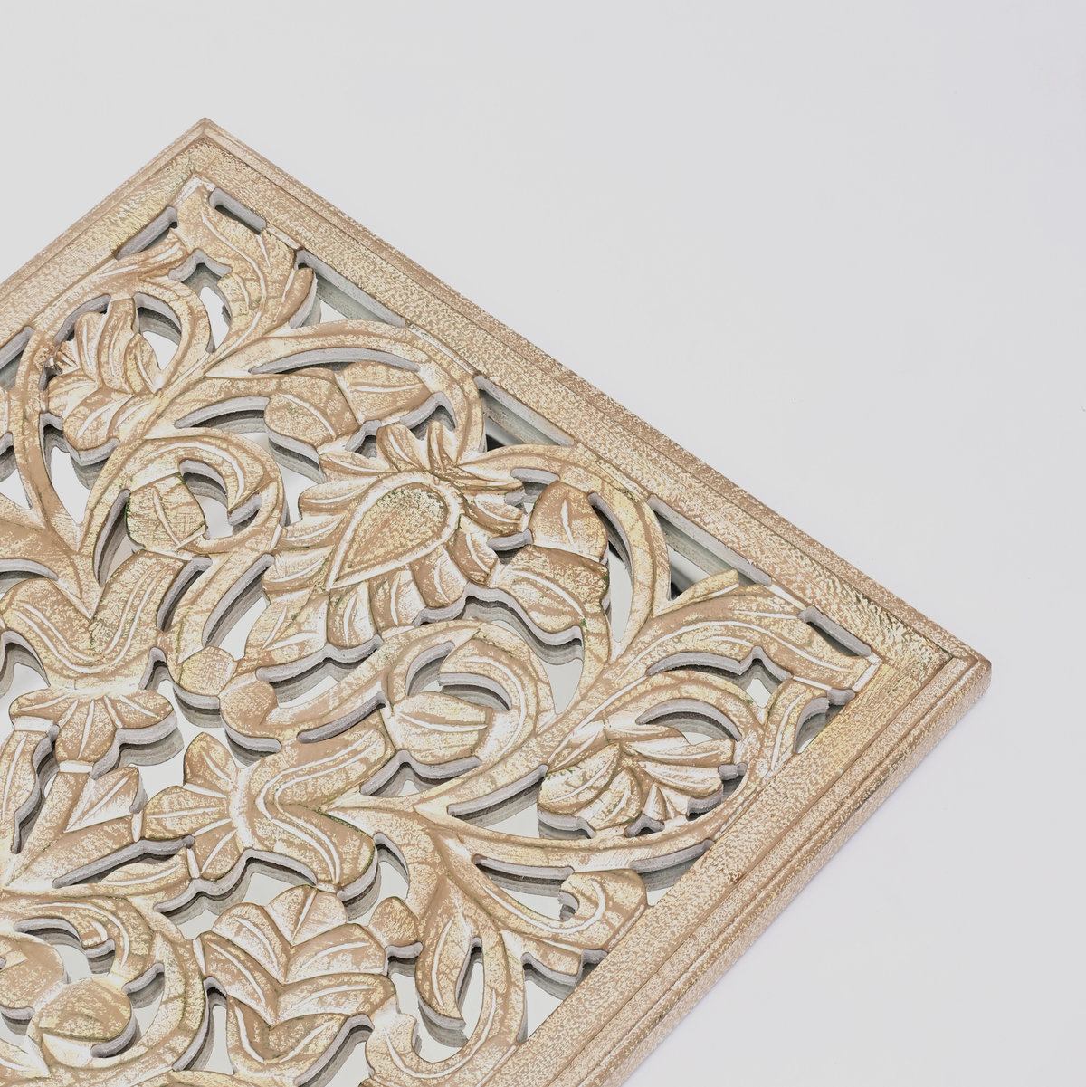 Wooden Floral Hand Carved Mandala Wall Decor Accent