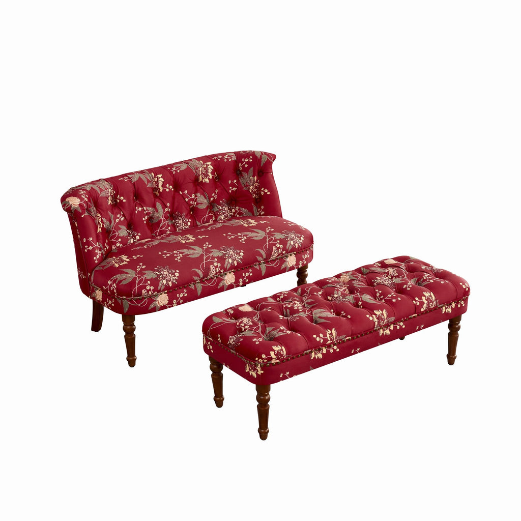 Sofa Chair Living Room Single Sofa Chair & Tufted Floral Bench