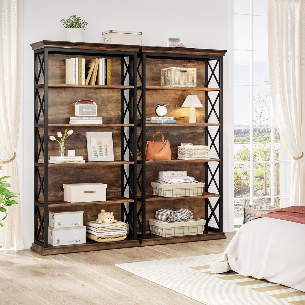 70.8" 6-Tier Industrial Bookcase