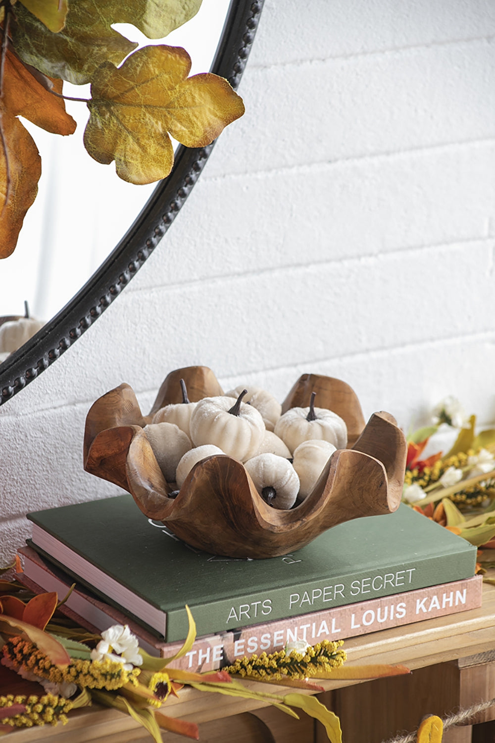 Set of 4 Velvety Pumpkins in Mesh Bag