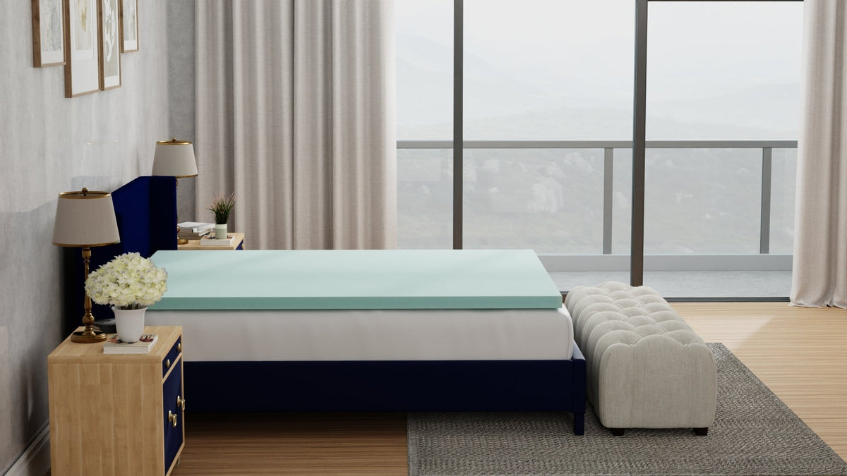 Omne Sleep Plush 3 Inch Queen Memory Foam Cooling Mattress Topper
