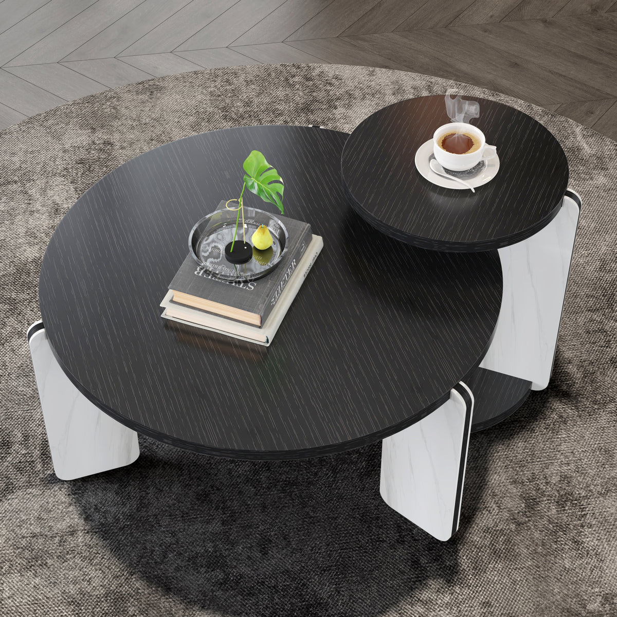 32.68" & 16.93" Round Coffee Table Set