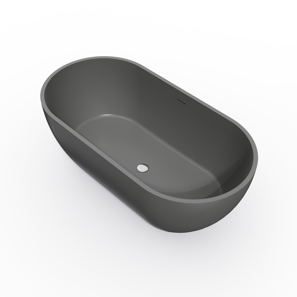 63 Inch Solid Surface Oval Shape Freestanding Bathtub