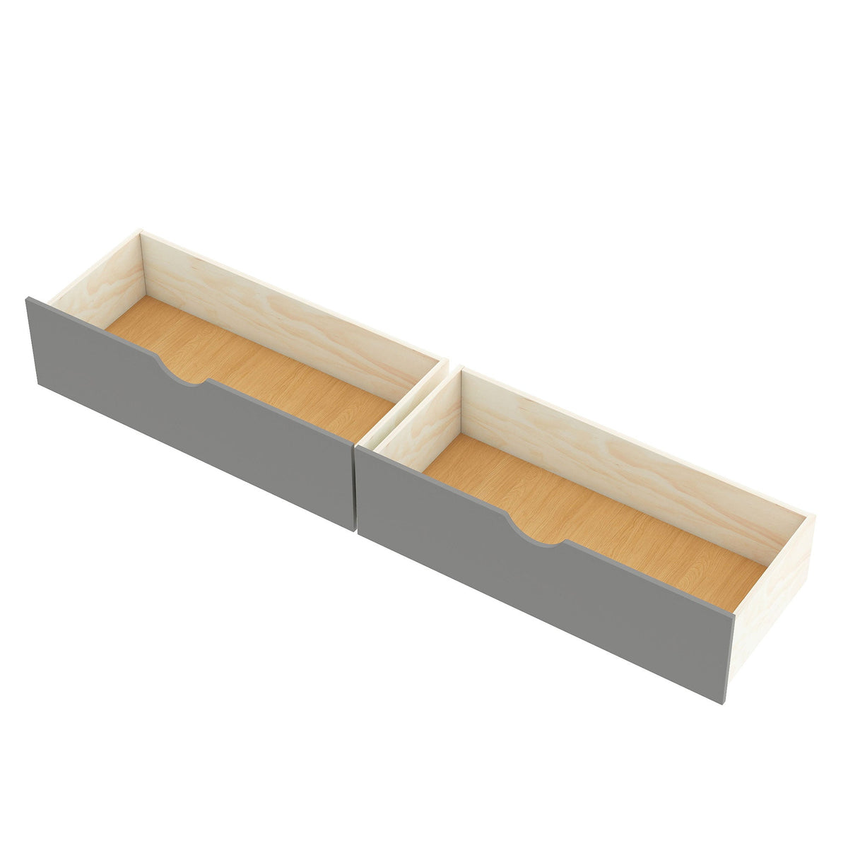 L-Shaped Platform Bed with Trundle and Built-In Desk - Gray