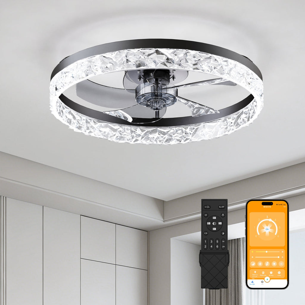 19.7" Ceiling Fan with Lights Remote and APP Control