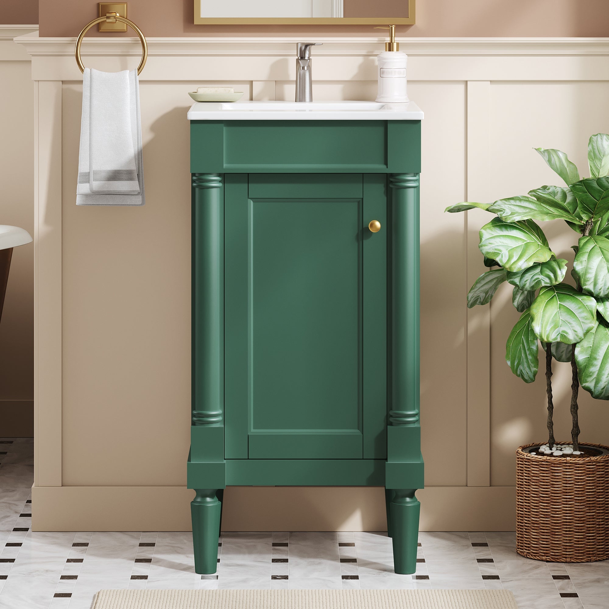 18" French Style Bathroom Cabinet with Storage