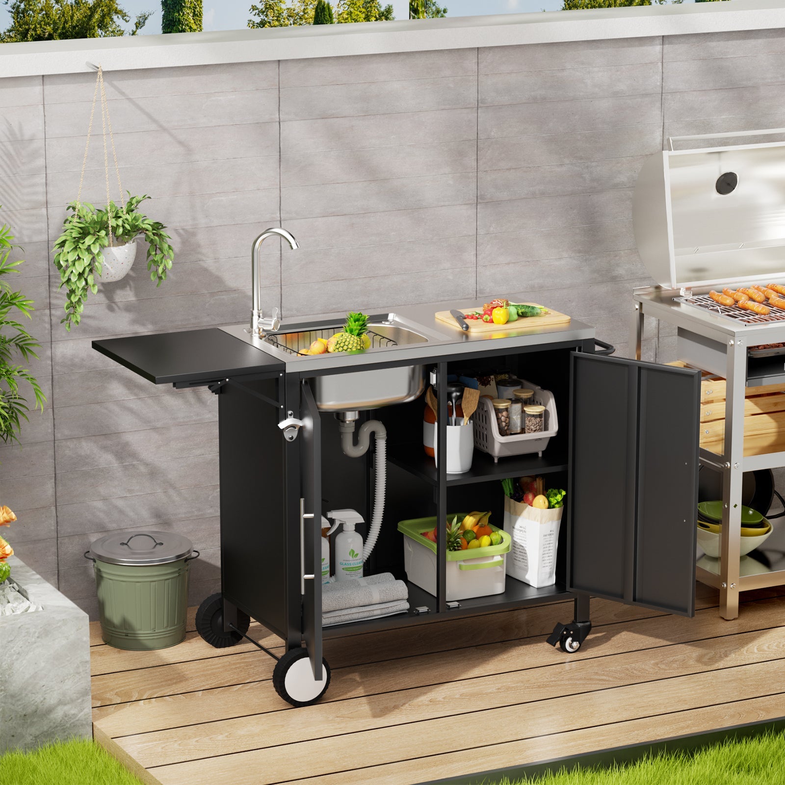 Outdoor Grill Table with Sink