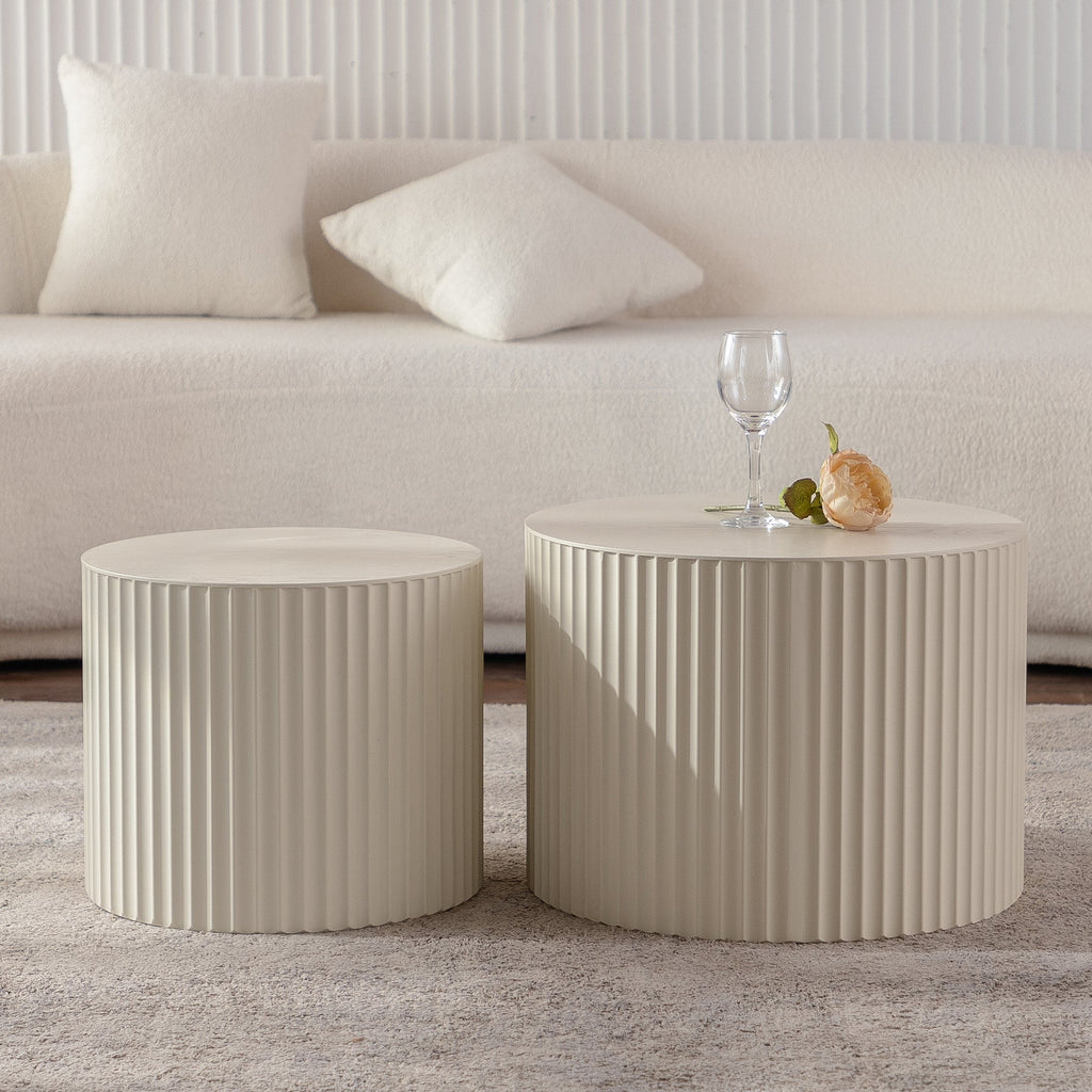 Beige Nesting Coffee Table Set of 2