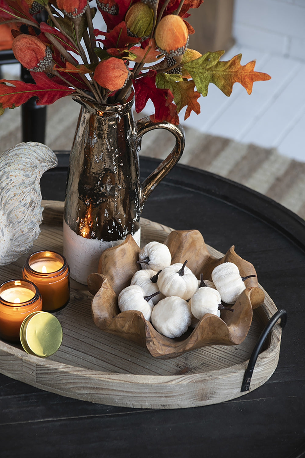 Set of 4 Velvety Pumpkins in Mesh Bag