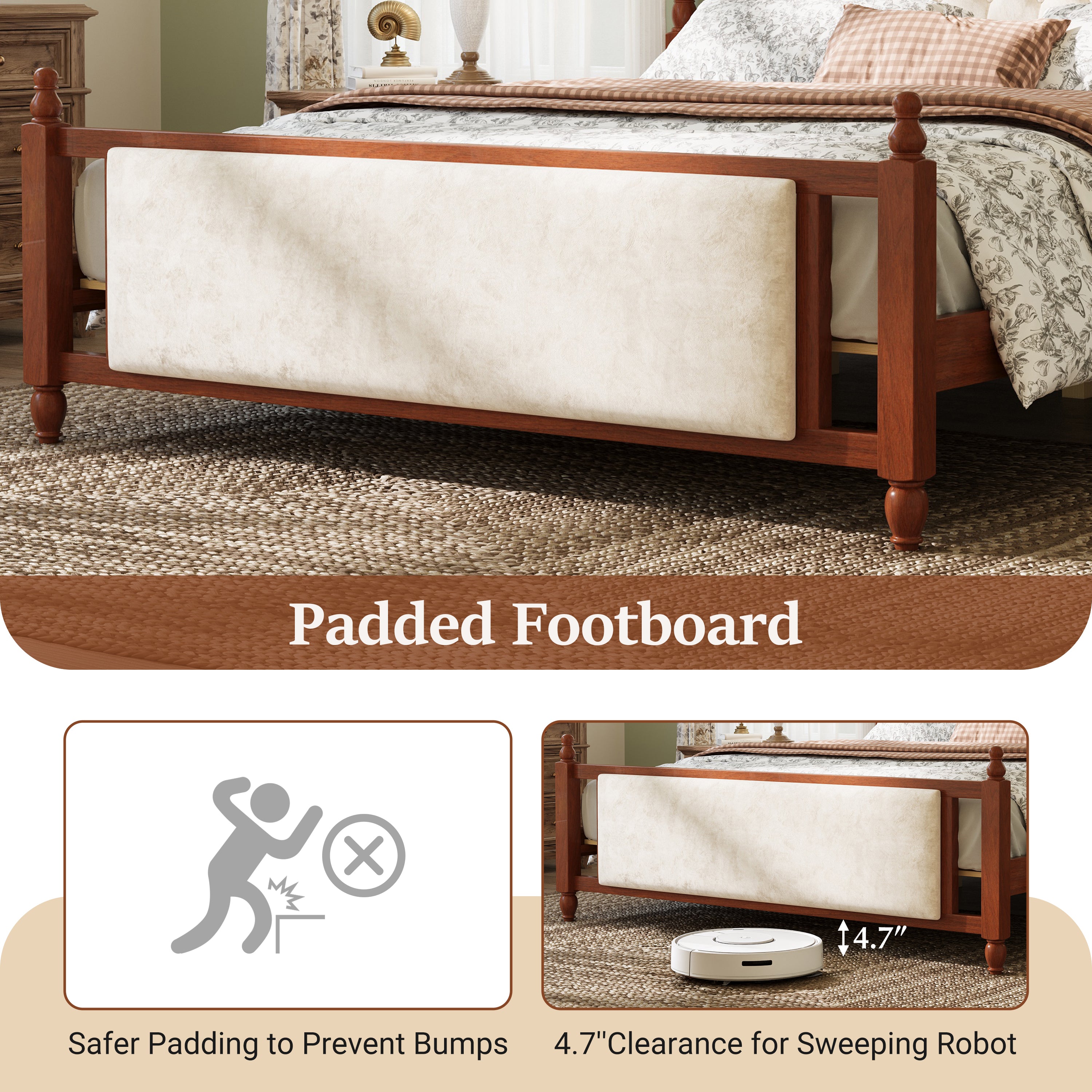 King Size Upholstered Platform Bed with Button Tufted Headboard